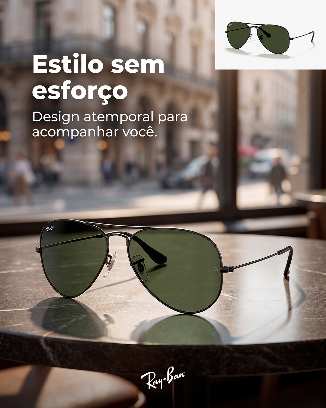 Óculos de sol Ray-Ban em cenário lifestyle
